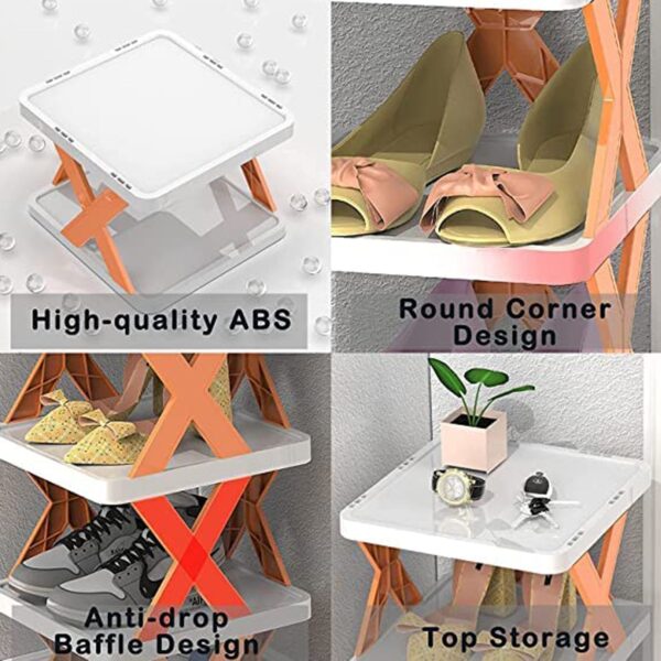 6 LAYER SHOE RACK DESIGN LIGHTWEIGHT ADJUSTABLE PLASTIC FOLDABLE SHOE CABINET STORAGE PORTABLE FOLDING SPACE SAVING SHOE ORGANIZER HOME AND OFFICE - Image 7