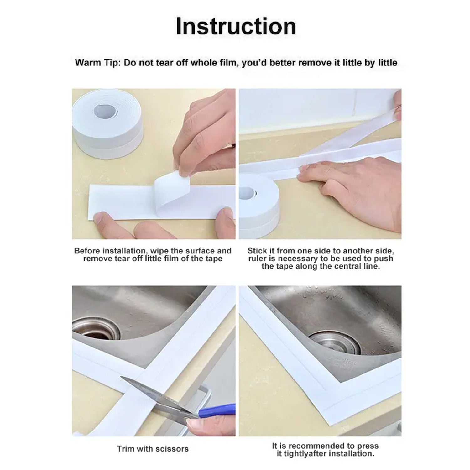 KITCHEN SINK PLATFORM STICKER BATHROOM CORNER TAPE (3.2 METER SIZE) - Image 3