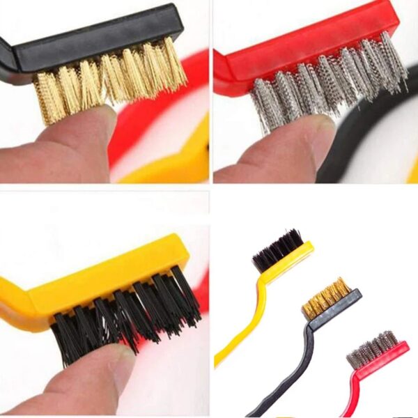 '-3 Pc Mini Wire Brush Set (Brass, Nylon, Stainless Steel Bristles) - Image 6