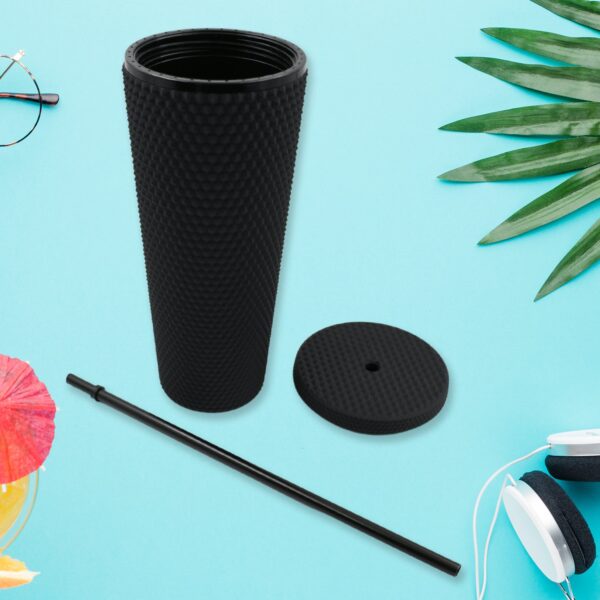 Reusable Studded Tumbler with Straw & Leak Proof Lid (1 Pc, Mix Colors) - Image 6