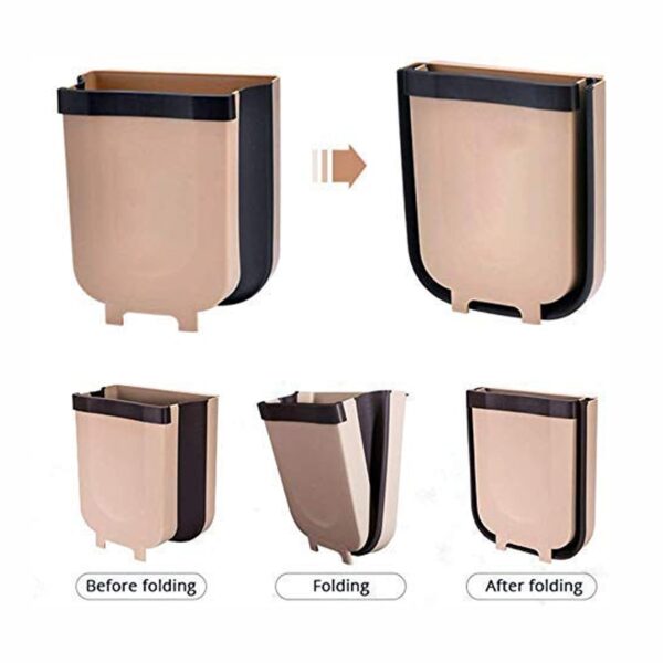 Hanging Trash Can for Kitchen Cabinet Door, Small Collapsible Foldable Waste Bins, Hanging Trash Holder for Bathroom Bedroom Office Car, Portable. - Image 5