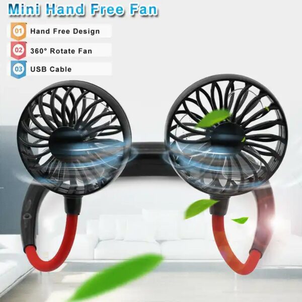 Hand Free Personal Fan - Portable USB Battery Rechargeable With Battery Comaprtment Mini Fan - Headphone Design Wearable Neckband Fan Necklance Fan Cooler Fan for Home, Sport, Camping, Beach, Travel, Office (Battery Not Included) - Image 8