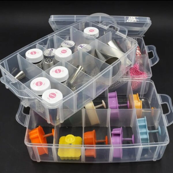 Versatile 18-Grid 3-Layer Transparent Plastic Organizer Box with Adjustable Dividers for Jewelry & Fishing Hooks - Image 3