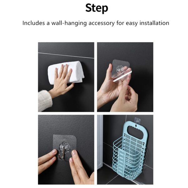 Wall Hanging Laundry Basket Clothes Hanger Dirty Hamper Clothes Storage Hook Clothes Rails for Laundry Washing Machine Bathroom Kids Dirty Clothes Storage Hanger (1 Pc) - Image 6