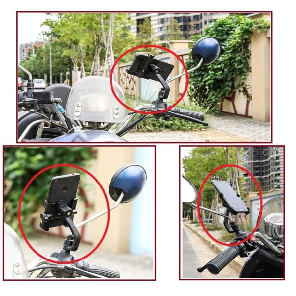 Full Metal Body Bike & Scooty 360 Degree Rotating Mobile Holder Stand for Bicycle, Motorcycle, Scooty for Maps and GPS Navigation Fits All Smartphones (1 Pc) - Image 4