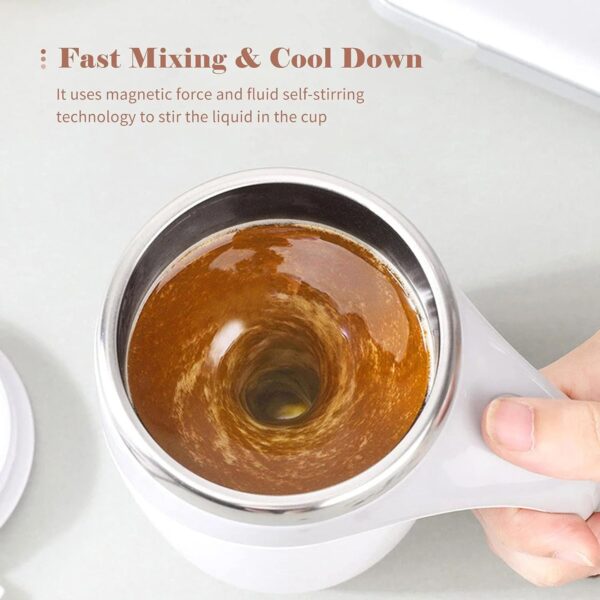 Stirring Coffee Mug | Magnetic Stirring Coffee Cup | Stainless Steel Mug for Milk | Travel Mixing Cup | Self Stirring Coffee Mug, Suitable for Coffee / Milk / Hot Chocolat | Battery Operated ( Battery Not Included) - Image 9