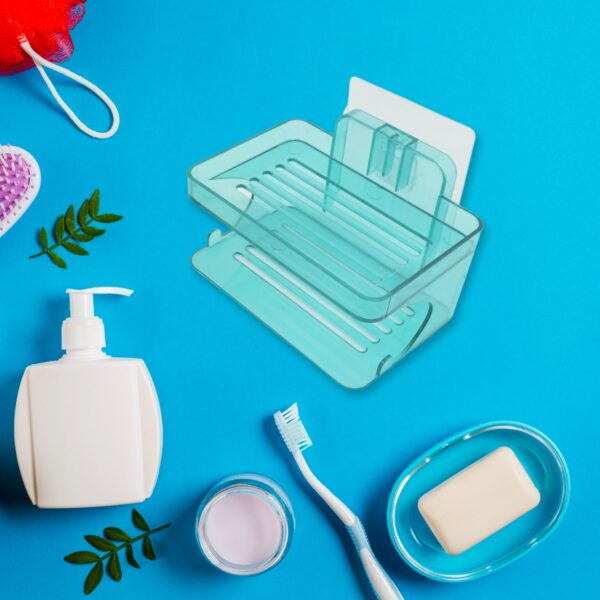 Wall Mounted 2 Layer Soap Holder with Hook Self Adhesive Double Layer Plastic Soap Dish with Hook for Bathroom Kitchen Sink and Wash Basin (2 Layer 1 Pc) - Image 5
