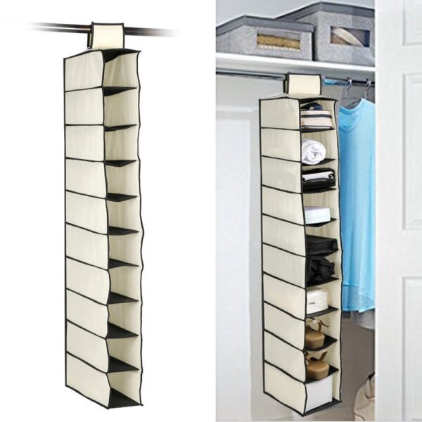 10 Tier Multipurpose Storage Rack, Foldable, Collapsible Fabric Wardrobe Organiser for Clothes - Image 5