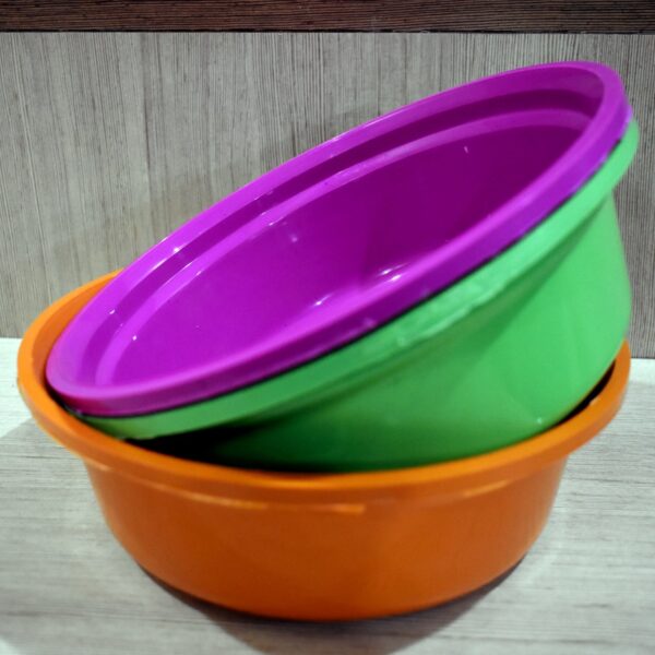 Household Storage Plastic Round Bowl / Tub / Basket / Bucket set - Pack of 3 - Image 3