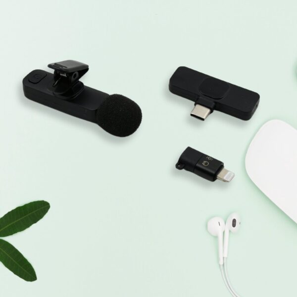 Intelligent Noise Cancelling Live Streaming Clip on Microphone for Type-C & for iPhone with Charging Mini Wireless Lapel Collar Microphone - Image 5