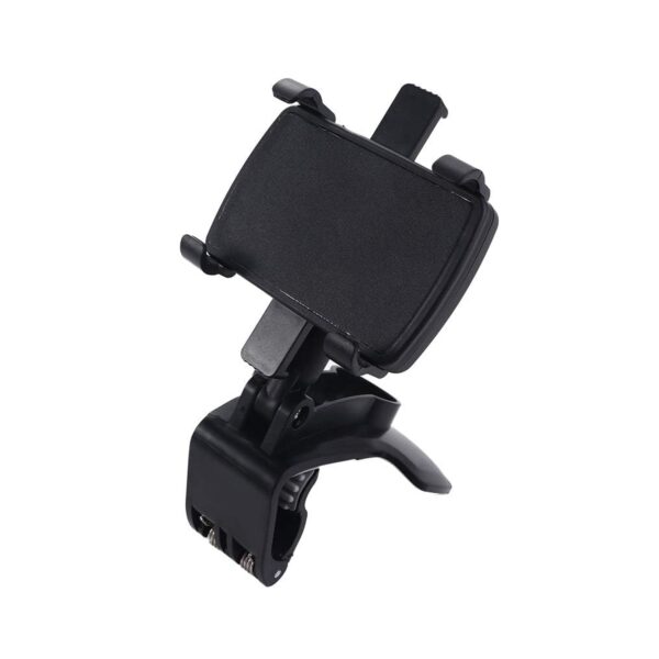 Car Phone Holder Clip Mount 360 Degree Rotation Dashboard Rear View Mirror Sun Visor Smartphone HUD Navigation Fold Stand Plastic Black Compatible For All Smart Phones - Image 6