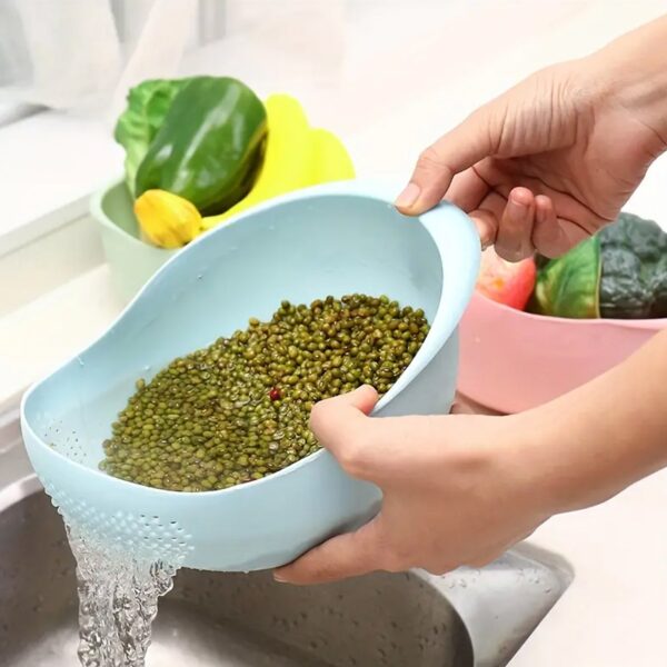 Plastic Rice Bowl / Food Strainer Thick Drain Basket for Rice, Vegetable & Fruit, Strainer Colander, Fruit Basket, Pasta Strainer, Washing Bowl (1 pc ) - Image 3