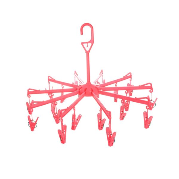 Plastic Foldable Underwear Hanging Dryer Clothes Clips Hanger Drying Rack, Clothes Hangers with 16 Clips, Clip Hanger Drip Hanger for Drying Underwear, Baby Clothes, Socks, Bras, Towel, Cloth Diapers, Gloves - Image 4