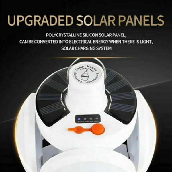 Solar Multi-Functional Emergency LED Light Bulb with USB Charging, LED camping lamp, camping lamp, USB rechargeable, 5 brightness light modes, foldable camping light, SOS IP65 waterproof camping light, blackout emergency equipment, camping gadgets - Image 3