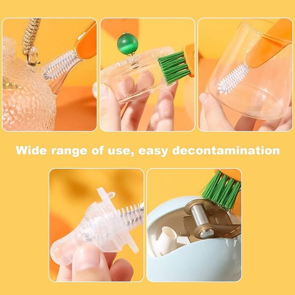 3 in 1 Multifunctional Cleaning Brush Mini Glass Cover Cleaning Brush Bottle Cleaning Brush Set Cup Cleaner Brush Bottle Cap Detail Brush for Bottle Cup Cover Lid Home Kitchen Washing Tool (1 Pc) - Image 5