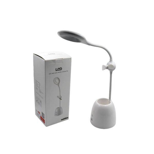 Rechargeable LED, LED Desk Lamp with Pen Container Fan, Interior Lighting for Study, Children's Room, Bedroom or Office, Perfect for Emergency, Study, Reading and Home USB Cable Included - Image 4
