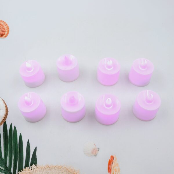 Pink Flameless LED Tealights, Smokeless Plastic Decorative Candles - Led Tea Light Candle For Home Decoration (Pack Of 8pc) ( Diya , Divo , Diva , Deepak , Jyoti) - Image 5