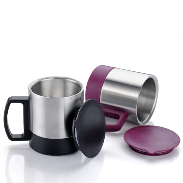 Stainless Steel Coffee/Tea Cup, Stainless Steel Lid Cover Hot Coffee/Tea Mug Hot Insulated Double Wall Stainless Steel, Coffee and Milk Cup with Lid & Handle Easy To Carry - Coffee Cup (1 Pc) - Image 4