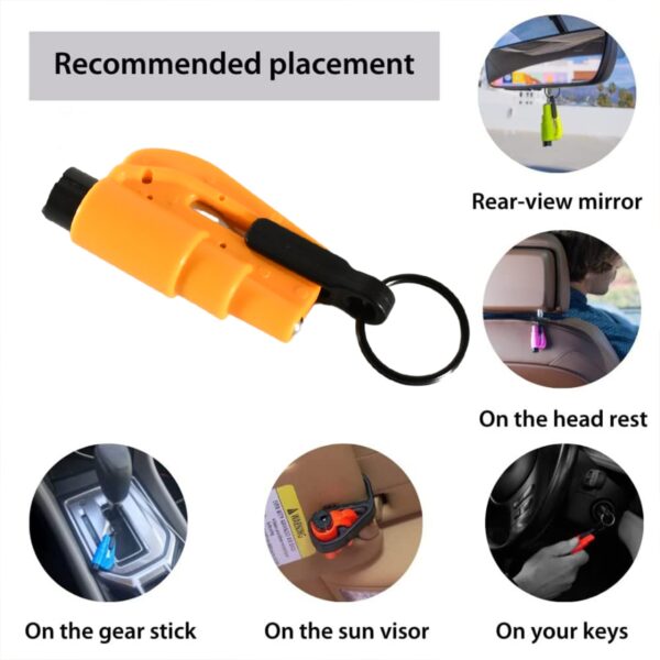 2 in 1 Emergency Safety Cutter with Key Chain, Small Portable Handy Emergency Safely Glass Breaking & Seat Belt Cutting Keychain Tool - Image 4
