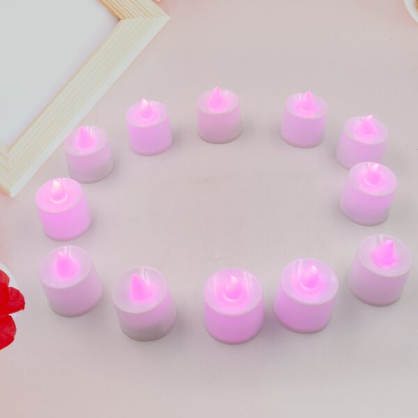 Pink Flameless LED Tealights, Smokeless Plastic Decorative Candles - Led Tea Light Candle For Home Decoration (Pack Of 12pc) ( Diya , Divo , Diva , Deepak , Jyoti) - Image 4