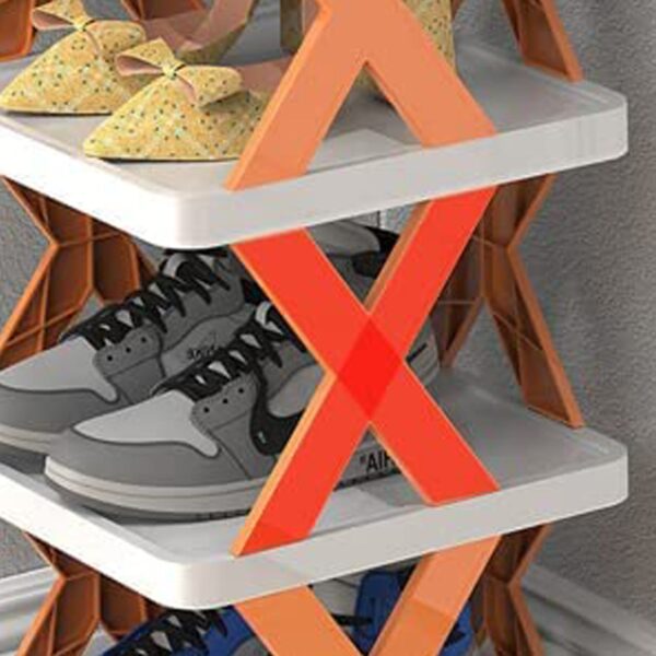 6 LAYER SHOE RACK DESIGN LIGHTWEIGHT ADJUSTABLE PLASTIC FOLDABLE SHOE CABINET STORAGE PORTABLE FOLDING SPACE SAVING SHOE ORGANIZER HOME AND OFFICE - Image 5