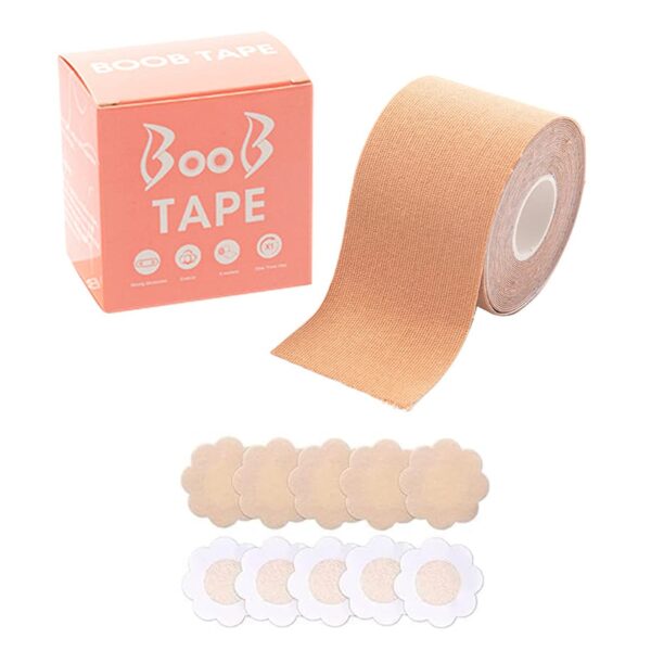 Boob Tape with Nipple Covers: Cotton, Breathable, Lift & Support (5m, 10 Pairs) - Image 4