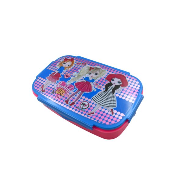 Cartoon Printed Plastic Lunch Box With Inside Small Box & Spoon for Kids, Air Tight Lunch Tiffin Box for Girls Boys, Food Container, Specially Designed for School Going Boys and Girls - Image 4