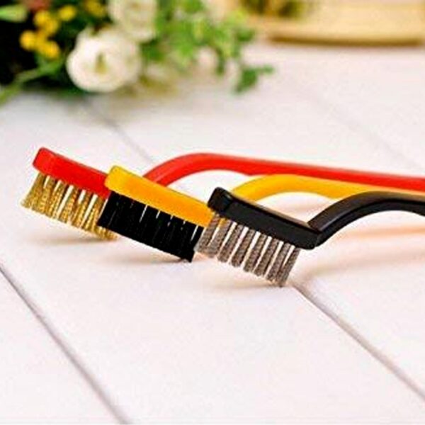 '-3 Pc Mini Wire Brush Set (Brass, Nylon, Stainless Steel Bristles) - Image 7