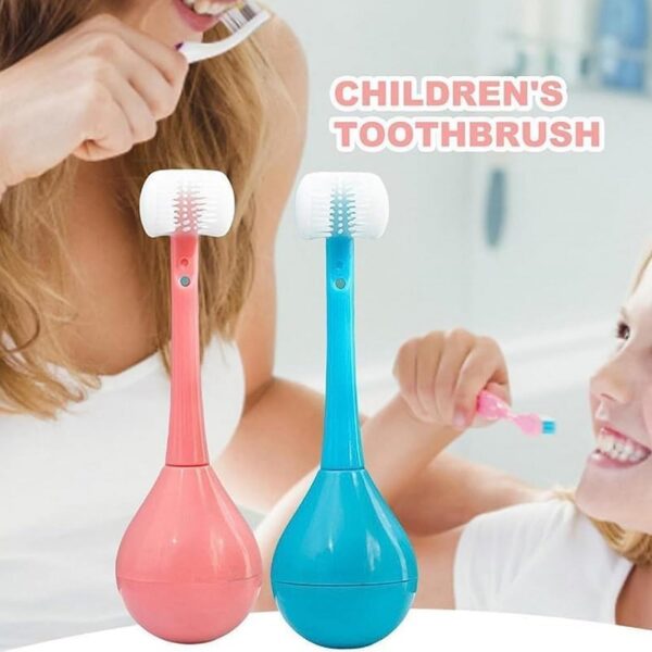 Toothbrush - Soft Bristle Toothbrush - 3-Sided Training Toothbrush With Silicone Head, Inverted Cleaning Toothbrush for Aged 2-12, Children's Cleaning (1 Pc) - Image 5