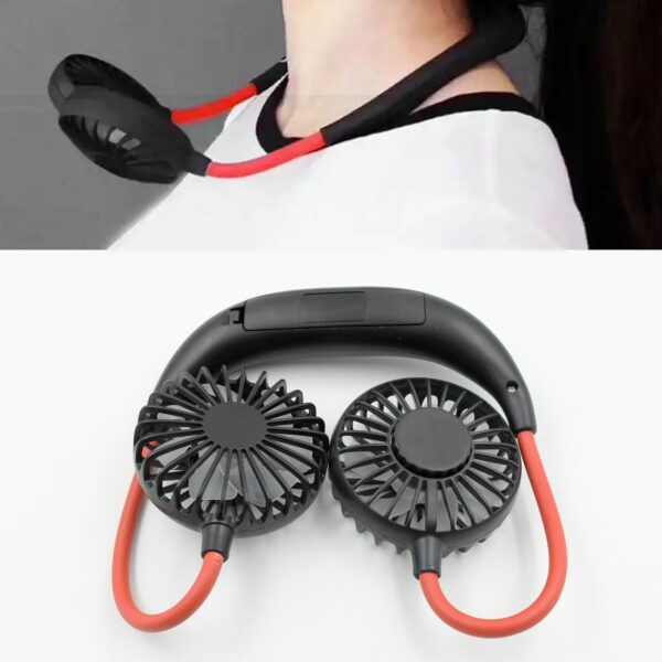 Hand Free Personal Fan - Portable USB Battery Rechargeable With Battery Comaprtment Mini Fan - Headphone Design Wearable Neckband Fan Necklance Fan Cooler Fan for Home, Sport, Camping, Beach, Travel, Office (Battery Not Included) - Image 2