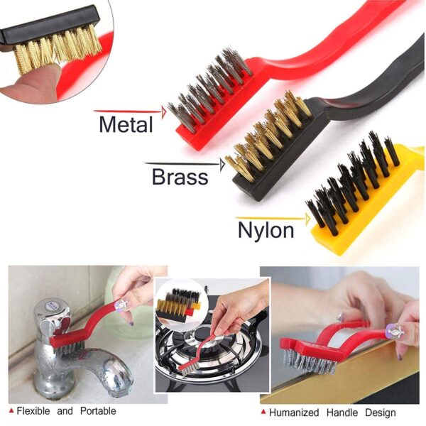 3-Piece Mini Wire Brush Set: Tackle Tough Cleaning Jobs (Multi-Material) - Image 8