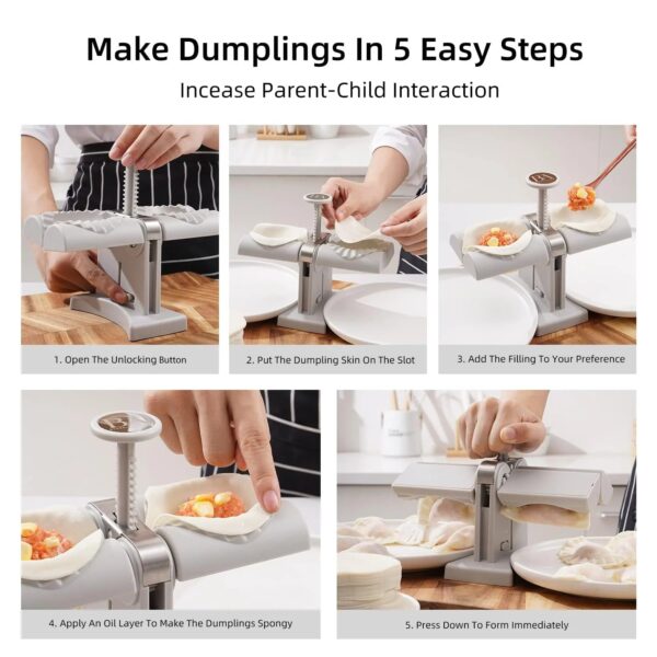 DUMPLING MAKER MOLD,DOUBLE HEAD DUMPLING MOLD WRAP TWO AT A ONE TIME,HOUSEHOLD DUMPLING MAKER MOULD,EASY-TOOL FOR MAKING DUMPLINGS,DUMPLING PRESS MOLD KITCHEN ACCESSORIES (Brown Box) - Image 5
