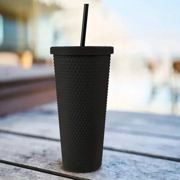 Reusable Studded Tumbler with Straw & Leak Proof Lid (1 Pc, Mix Colors) - Image 7