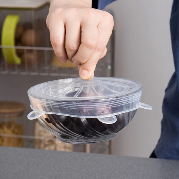 Silicone Stretch Lids, Food Cover For Freezer Microwave Oven Safe Fresh-Keeping Flexible Covers for Utensils, Dishes, Plates Jars, Cans, Mugs, Bowl Covers Food Safety Seal Lids (6 Pcs Set /95 Gm ) - Image 6