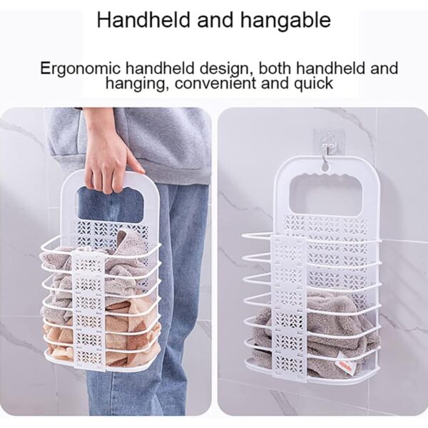 Wall Hanging Laundry Basket Clothes Hanger Dirty Hamper Clothes Storage Hook Clothes Rails for Laundry Washing Machine Bathroom Kids Dirty Clothes Storage Hanger (1 Pc) - Image 8