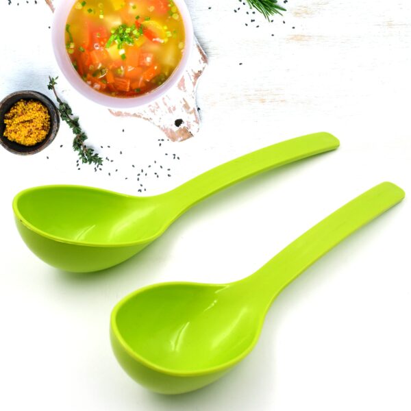 Plastic Spoon Kitchen Multipurpose Serving Ladle for Frying, Serving, Turner, Curry Ladle, Serving Rice, Spoon Used While Eating and Serving Food Stuffs Etc (2 Pcs Set / 10 Inch ) - Image 4