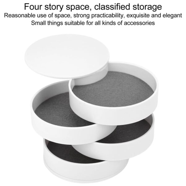 4 Layers Jewellery Box, 360 Degree Rotating Jewelry Box, Jewelry and Earring Organizer Box with Mirror, Accessory Storage Box - Image 7
