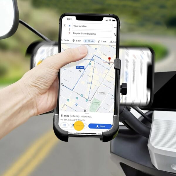 Full Metal Body Bike & Scooty 360 Degree Rotating Mobile Holder Stand for Bicycle, Motorcycle, Scooty for Maps and GPS Navigation Fits All Smartphones (1 Pc) - Image 6