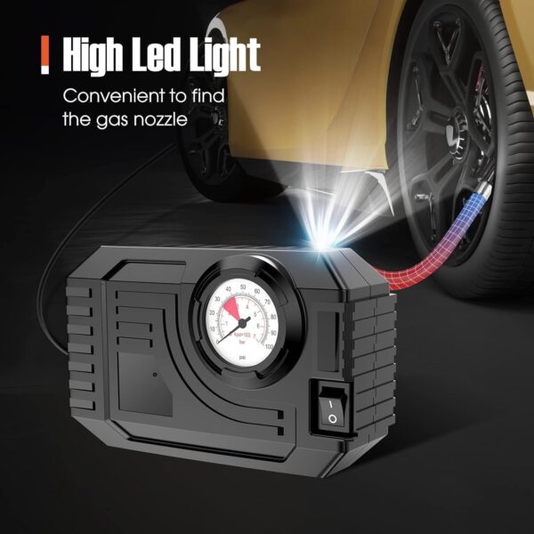 Tire Inflator Portable Air Compressor 12V Small Air Pump for Car Tires Bicycle Balloons, Cars, Bike, Bicycles and Other Inflatables with LED Light (12V) - Image 8