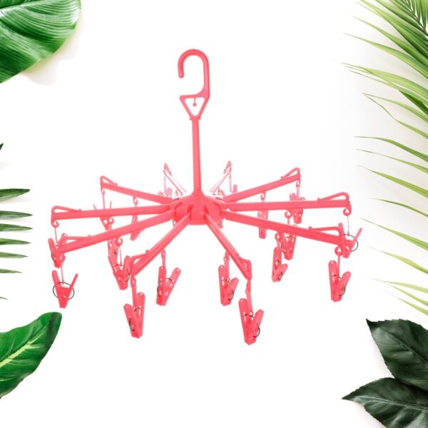 Plastic Foldable Underwear Hanging Dryer Clothes Clips Hanger Drying Rack, Clothes Hangers with 16 Clips, Clip Hanger Drip Hanger for Drying Underwear, Baby Clothes, Socks, Bras, Towel, Cloth Diapers, Gloves - Image 6