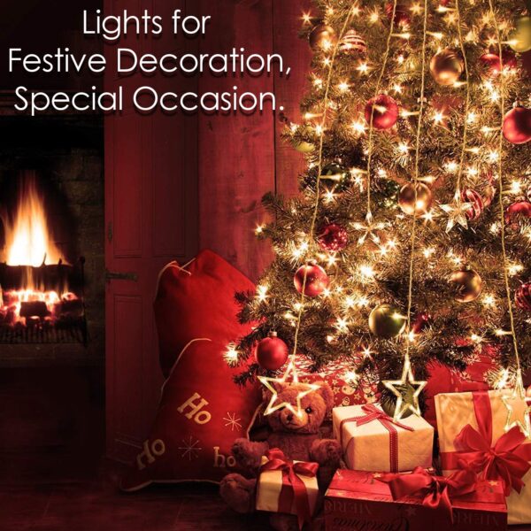 12 STARS CURTAIN STRING LIGHTS, WINDOW CURTAIN LIGHTS WITH 8 FLASHING MODES DECORATION FOR FESTIVALS - Image 9