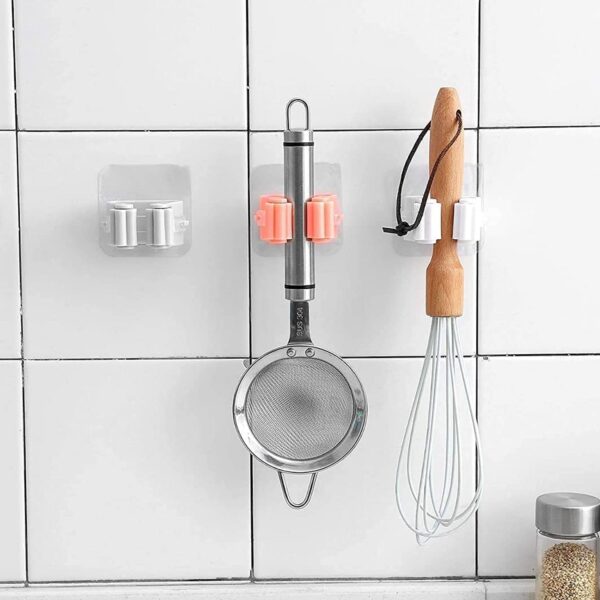 Broom Holder Wall Mounted, Mop and Broom Holder Broom Organizer Grip Clips, No Drilling, Wall Mounted Storage Rack Storage & Organization for Kitchen, Bathroom, Garden (1 Pc) - Image 5