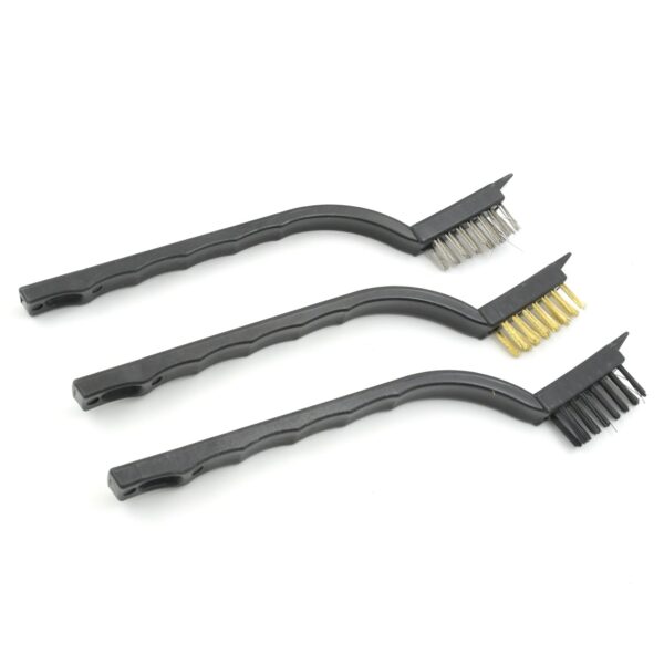 Mini Wire Brush Set Brass Nylon Stainless Steel Bristles Household Cleaning Brush for Gas Stove, Smoke Machine Tool Burner Tiles Tap Rust Removal Welding Slag Dirt & Paint Scrubbing (3 Pcs Set) - Image 4