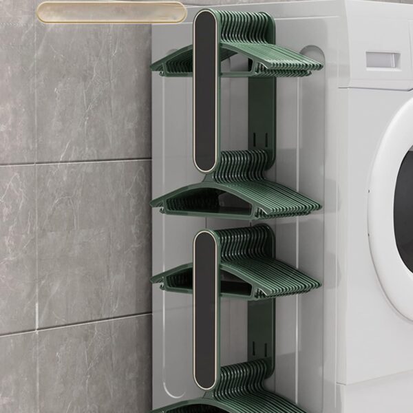 Hanger Organizer Stacker, Wall Mounted Stretchable Clothes Hanger Holder Organizer, Wall Mount Clothes Rack Organizer for Washing Machine, Hanger Storage Rack - Image 6