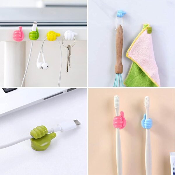 Thumb Cable Clips,Cord Holder Multi-Functional Wall Hooks Cable Organizer Cable Management for Desk Home Office Car Multi Color (Pack Of 10) - Image 3