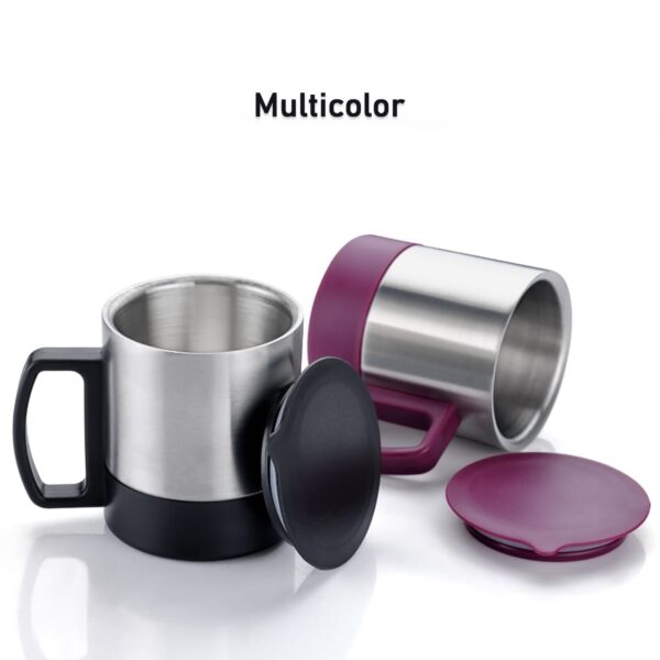 Stainless Steel Coffee/Tea Cup, Stainless Steel Lid Cover Hot Coffee/Tea Mug Hot Insulated Double Wall Stainless Steel, Coffee and Milk Cup with Lid & Handle Easy To Carry - Coffee Cup (1 Pc) - Image 6