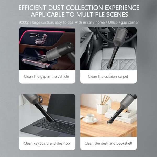 3 in 1 Car Mini Vacuum Cleaner with Blower Wireless Portable Rechargeable Handheld High Power Suction Vacuum Cleaning Machine for Home Car Computer Keyboard Cordless Air Blowing Dusting - Image 8