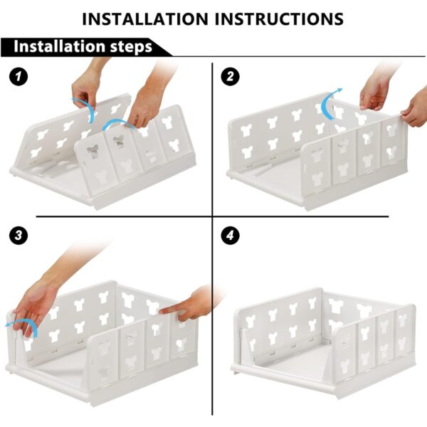 3 Layer Stackable Multifunctional Storage,for Clothes Foldable Drawer Shelf Basket Utility Cart Rack Storage Organizer Cart for Kitchen, Pantry Closet, Bedroom, Bathroom, Laundry(3 Layer 1 Pc) - Image 8