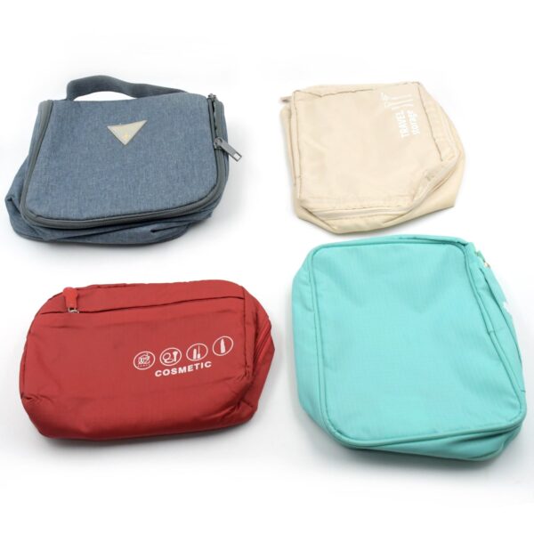 Travel Wash Bag Multi-Functional Waterproof Cosmetic Storage Bag Handheld Foldable Hook Cosmetic Bag with Zipper Closure Handbag Portable Classification Bags(1 Pc Mix Design) - Image 4