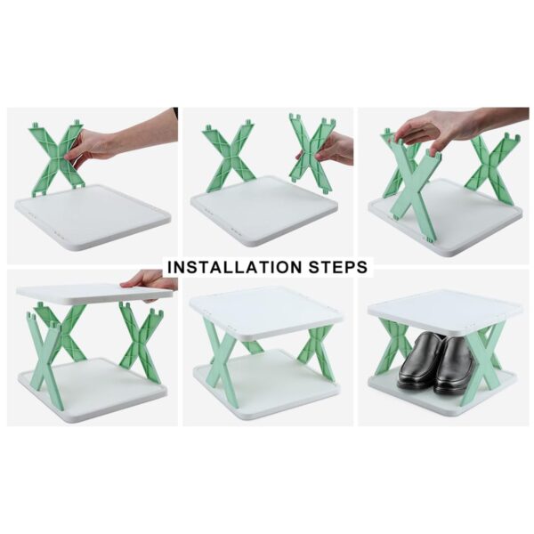 6 LAYER SHOE RACK DESIGN LIGHTWEIGHT ADJUSTABLE PLASTIC FOLDABLE SHOE CABINET STORAGE PORTABLE FOLDING SPACE SAVING SHOE ORGANIZER HOME AND OFFICE - Image 9
